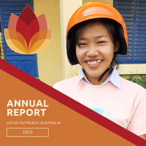 preview image of 2023 annual report - girl in uniform and bike helmet smiling broadly at the camera
